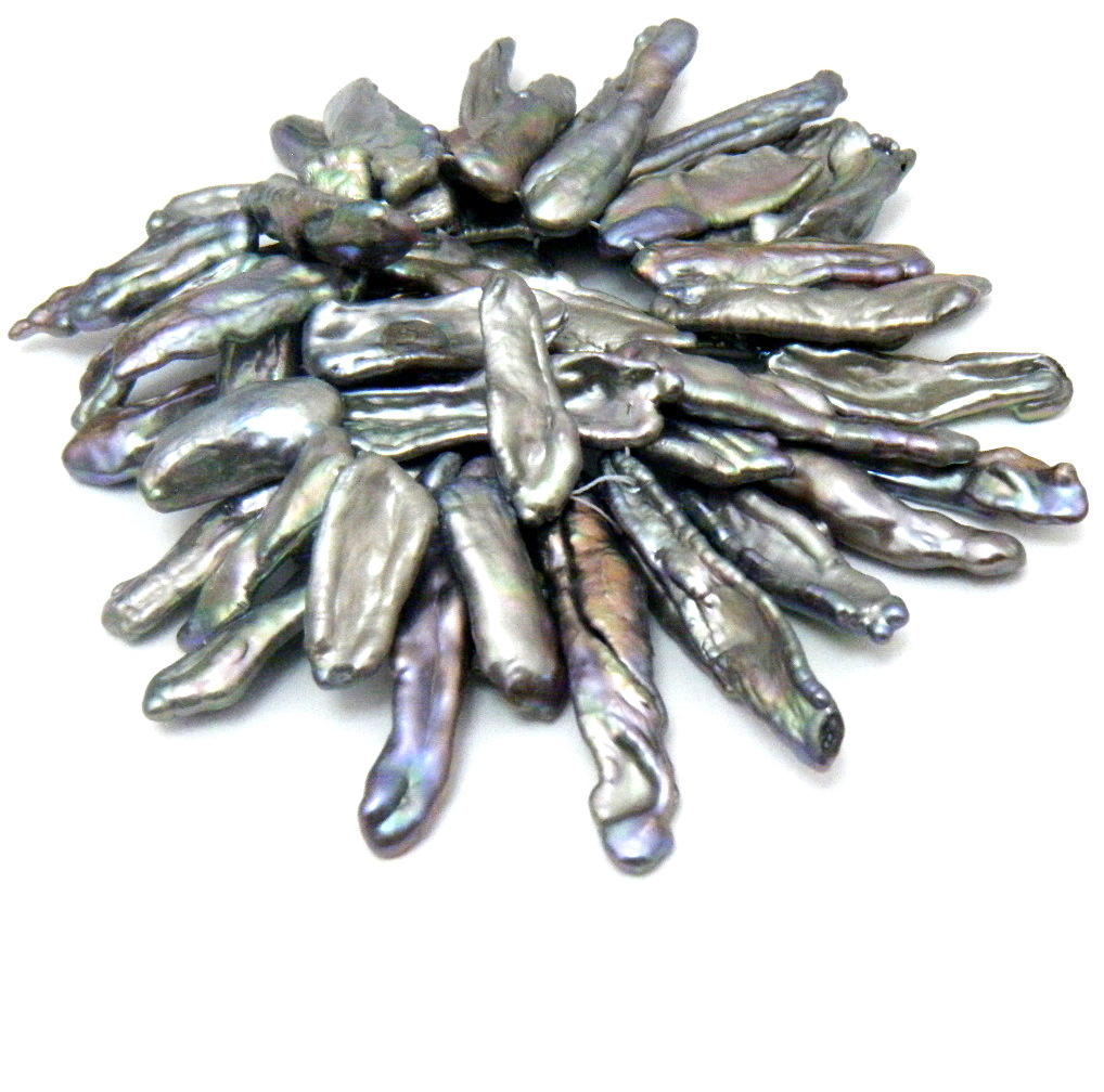 Silver Grey Top Drilled Stick Pearls